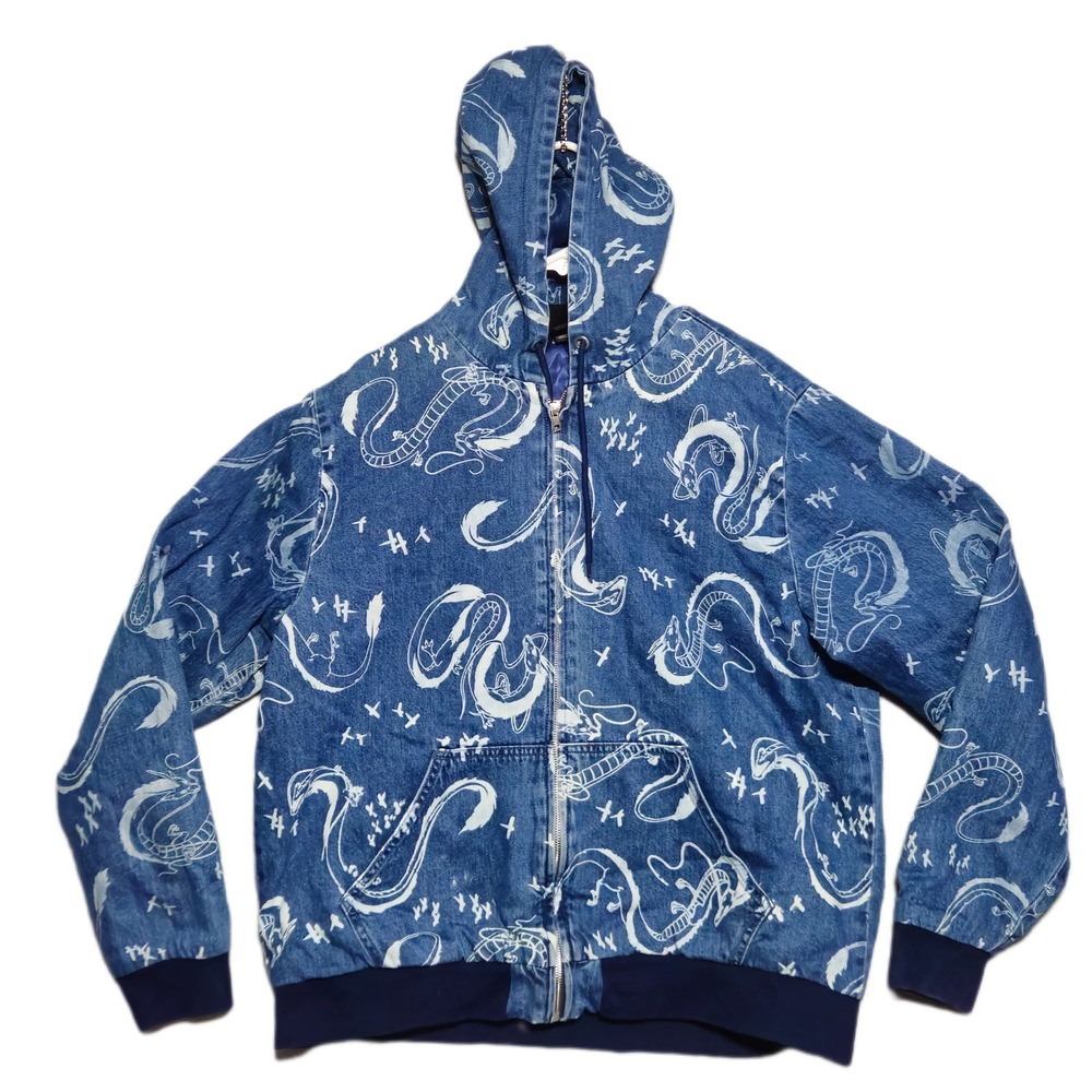 STUDIO GHIBLI Spirited Away Haku Unisex Large Blue Denim Zip Hoodie BoxLunch